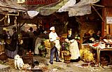 Gilbert Paintings - The Maubeuge Market by Victor Gabriel Gilbert